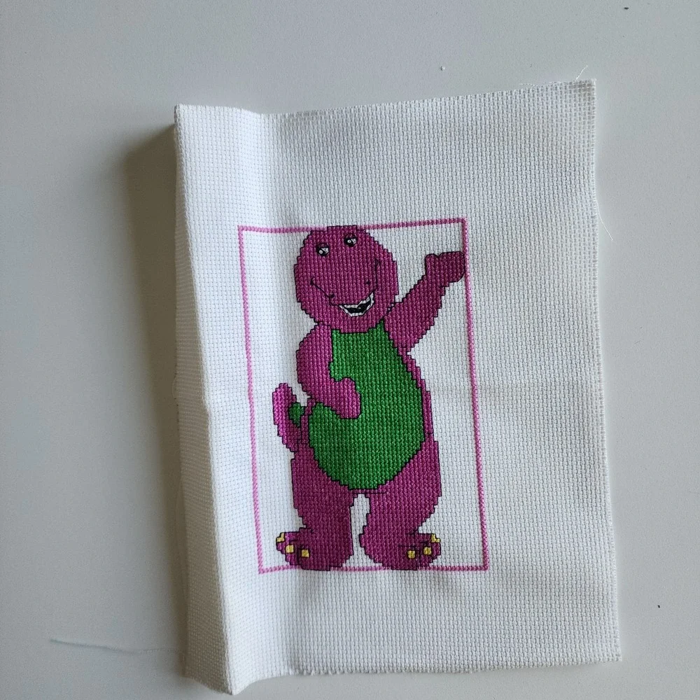 Barney The Purple Dinosaur Art Cross Stitch Finished Piece Patch Picture Art - Picture 4 of 9